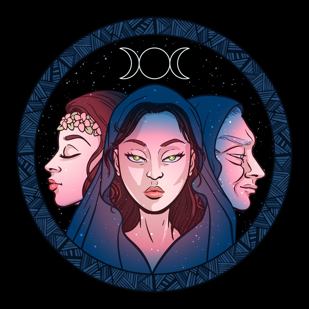 Triple goddess as maiden, mother and crone
