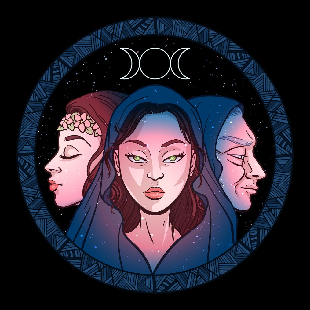 Triple goddess as maiden, mother and crone