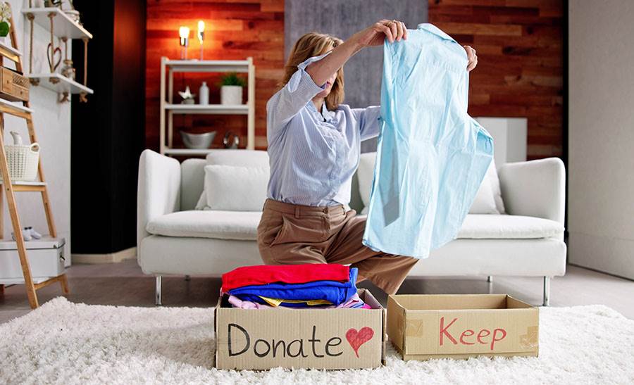 Woman donating clothes